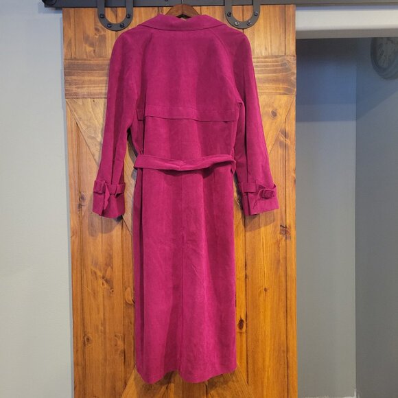 Vintage Union Made USA Lilli Ann Collections Raspberry Pink Ultra Suede Trench - Picture 2 of 8